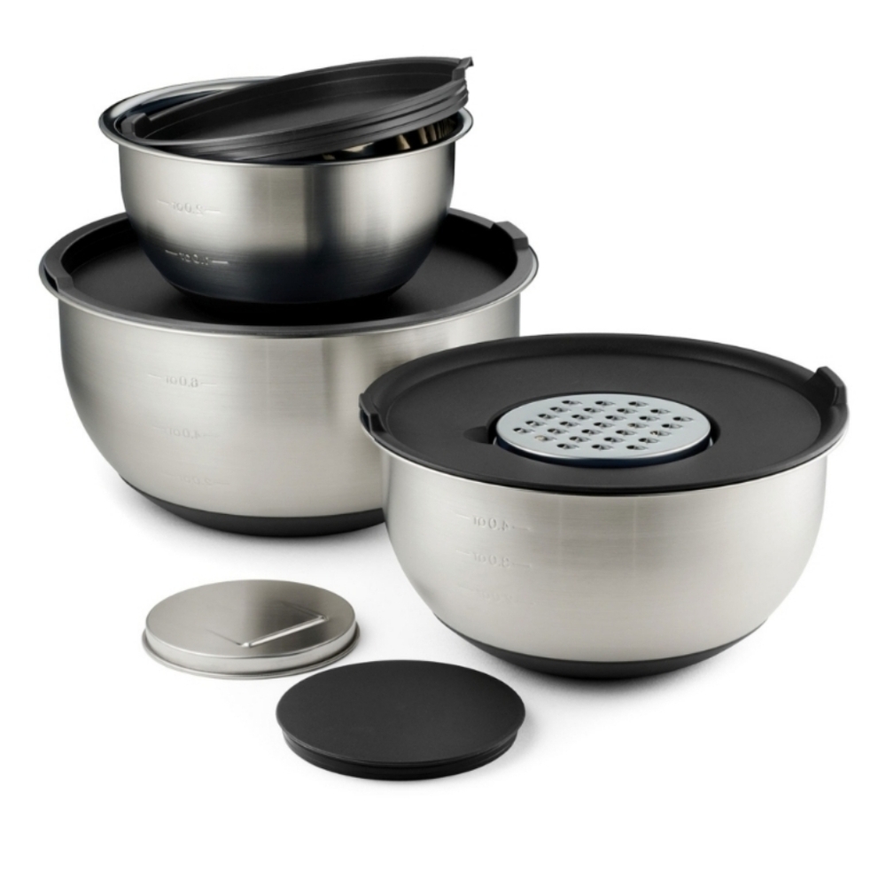 (Ew)Tramontina 8 Piece Stainless Steel Mixing Bowl and Grater Set with Lids
